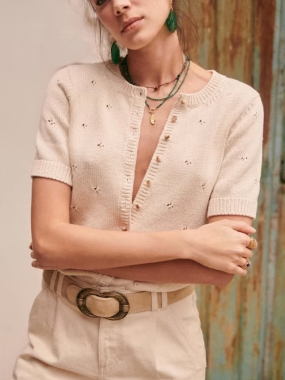 Sezane Kyle Cardigan Cream - Size M